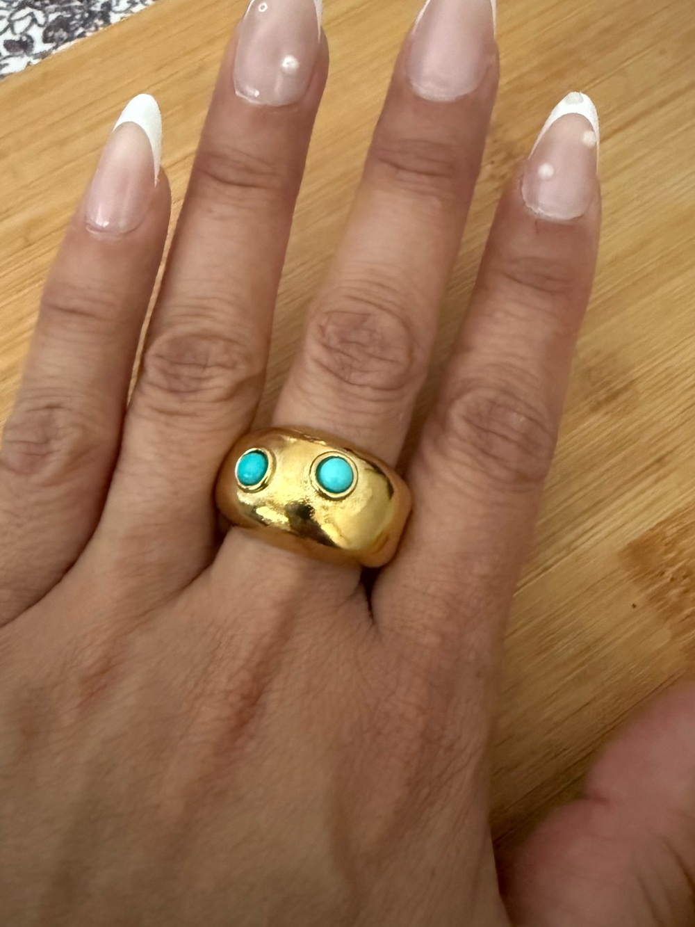Mayamar Gold-Tone Dome Ring with Turquoise Accent - Women Jewelry size 8